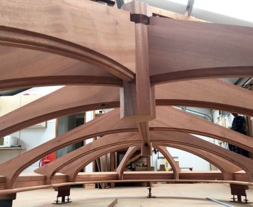 Under construction stretched octagonal with internal curved rafters and bullnose