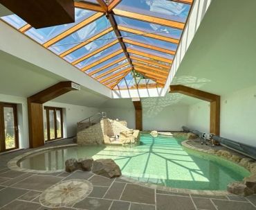 Bespoke Lantern Over Swimming Pool With stained interior