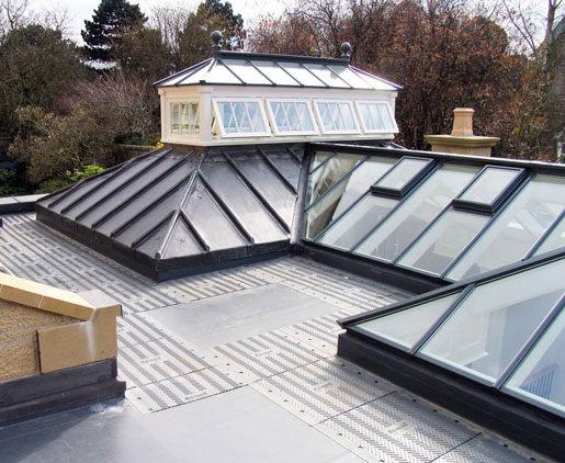 Lead-covered pitched roof lantern